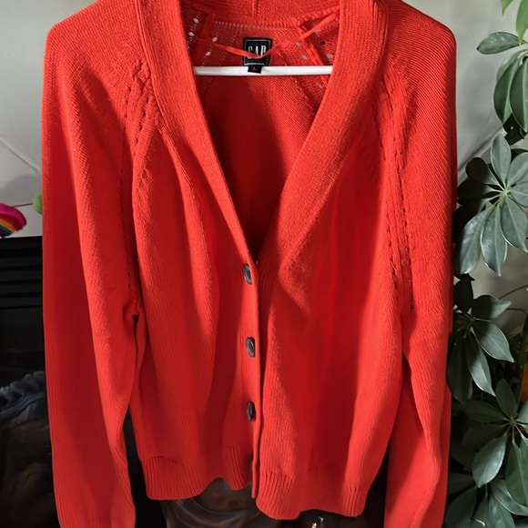 Gap orange sweater cardigan size large Tall - Picture 5 of 6